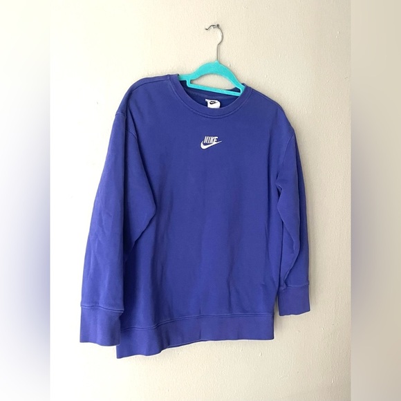 Nike Sweatshirt Kids Youth XL Blue Purple Center Swoosh Logo Crewneck streetware - Picture 2 of 7